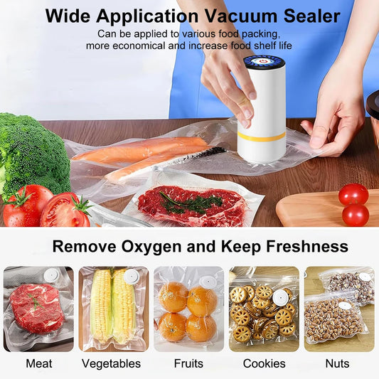 Electric Vacuum Sealer Pump Portable Handheld Vacuum Sealer Pump with Reusable Zipper Vacuum Bags BPA-Free Vacuum Packaging Bag